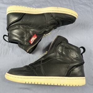 Nike Air Jordan 1 Retro High Zip Womens Size 9 Black Leather Sneakers AQ3742-016